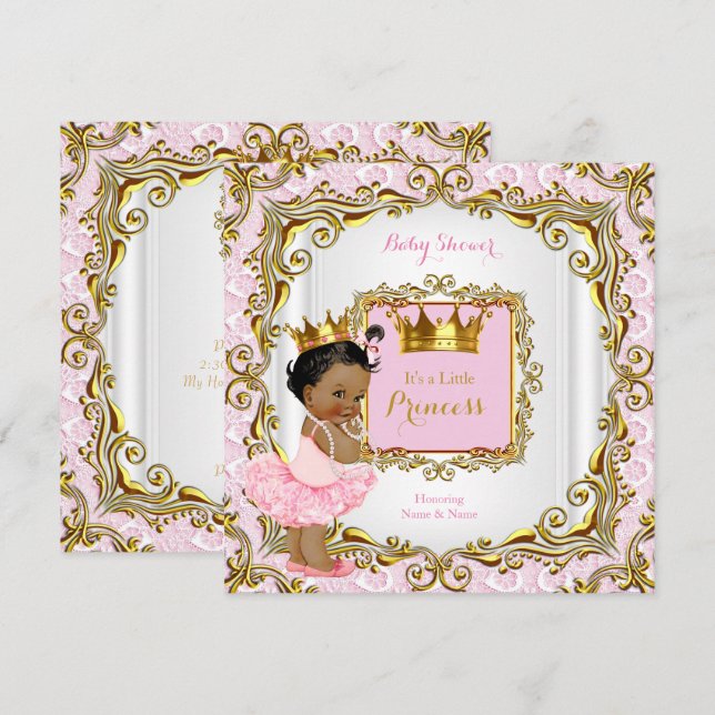 Invitation Fête de naissance de la princesse ethnique Baby Sh (Devant / Derrière)