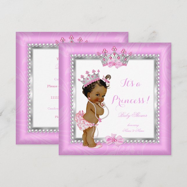 Invitation Fête de naissance de la princesse ethnique Bébé Ro (Devant / Derrière)