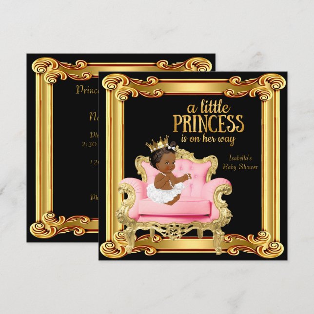 Invitation Fête de naissance de la princesse ethnique Chaise  (Devant / Derrière)