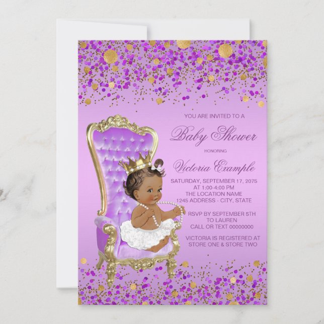 Invitation Fête de naissance de la princesse ethnique Gold Li (Devant)