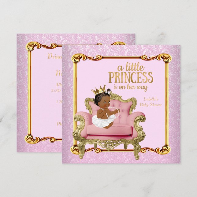 Invitation Fête de naissance de la princesse ethnique Rose Ch (Devant / Derrière)