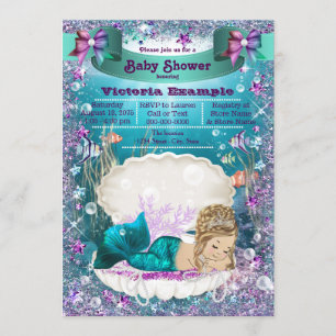 Invitation Fête de naissance de la princesse sirène blonde ad