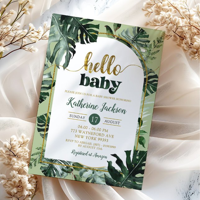 Invitation Fête de naissance de la verdure tropicale Monstera (Créateur téléchargé)