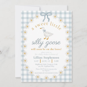 Invitation Fête de Naissance de l'Oie Folle Bleue à Carreaux