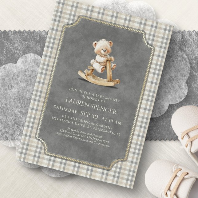 Invitation Fête de naissance de l'ours Polo Preppy (Créateur téléchargé)