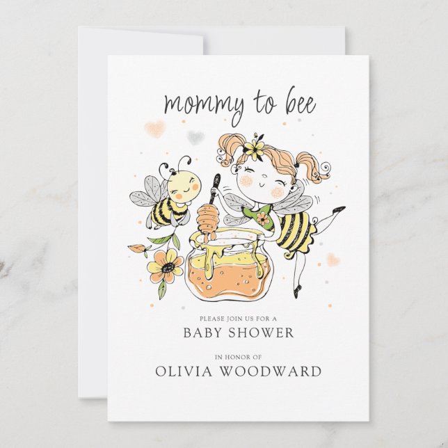 Invitation Fête de naissance de Maman Abeille  (Devant)
