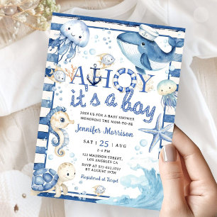 Invitation Fête de naissance de marin nautique : C'est un gar