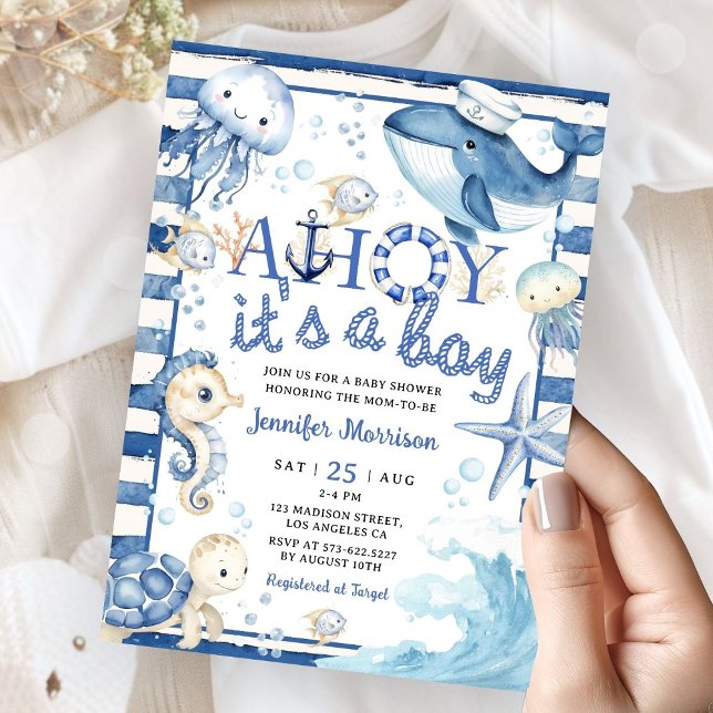 Invitation Fête de naissance de marin nautique : C'est un gar (Créateur téléchargé)