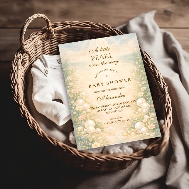 Invitation Fête de Naissance de Nursery Perle Océan Rêveuse (Créateur téléchargé)