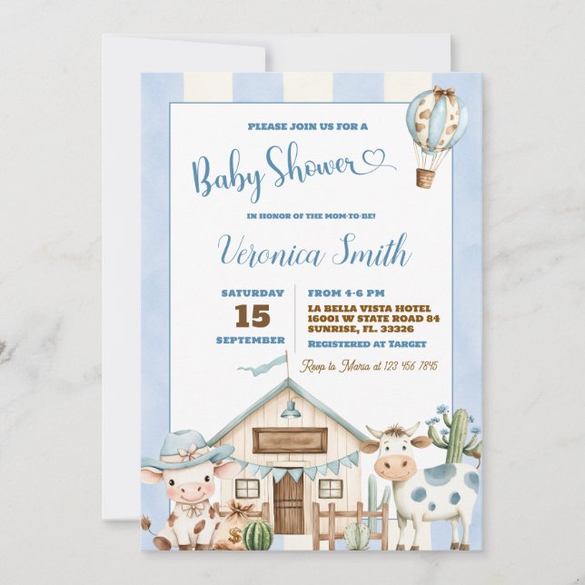 Invitation Fête de naissance de petit cowboy sauvage de l'Oue (Devant)