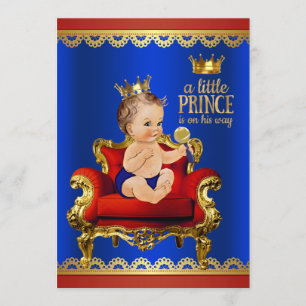 Invitation Fête de naissance de prince Brunette Chaise Rouge 