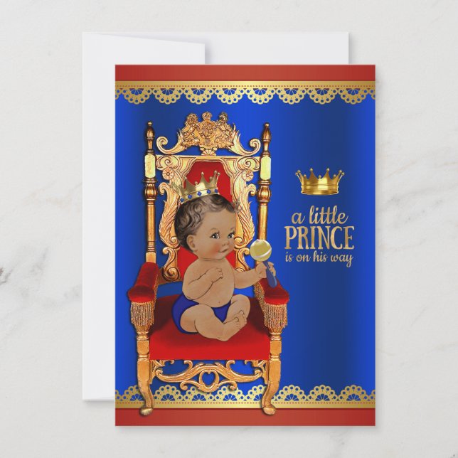 Invitation Fête de naissance de prince ethnique royal chic (Devant)