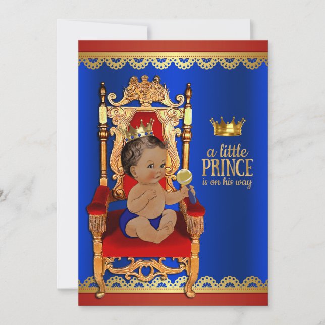 Invitation Fête de naissance de prince ethnique royal chic (Devant)