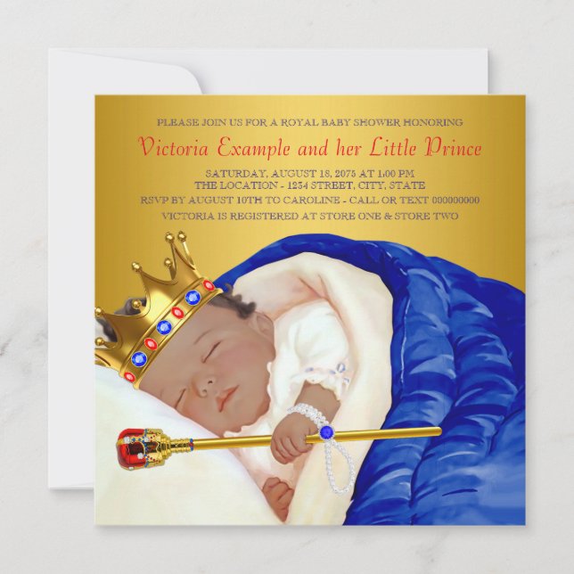Invitation Fête de naissance de prince royal ethnique (Devant)