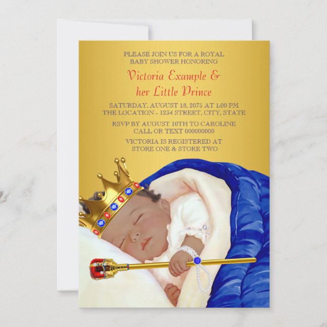 Invitation Fête de naissance de prince royal ethnique (Devant)