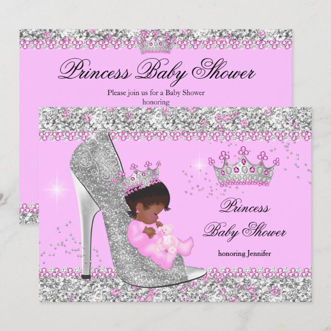 Invitation Fête de naissance de princesse à talons hauts arge (Devant / Derrière)