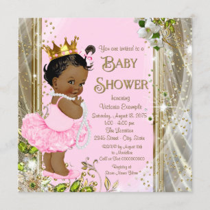 Invitation Fête de naissance de princesse afro-américaine ros