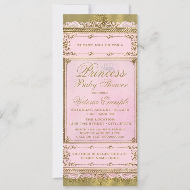 Invitation Fête de naissance de princesse avec papier d'alumi (Devant)
