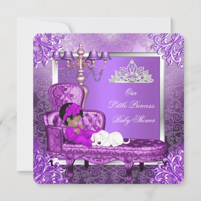 Invitation Fête de naissance de princesse Bébé fille mignonne (Devant)