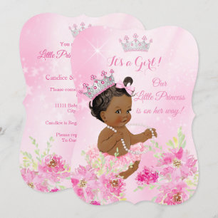 Invitation Fête de naissance de princesse bébé Rose tutu flor