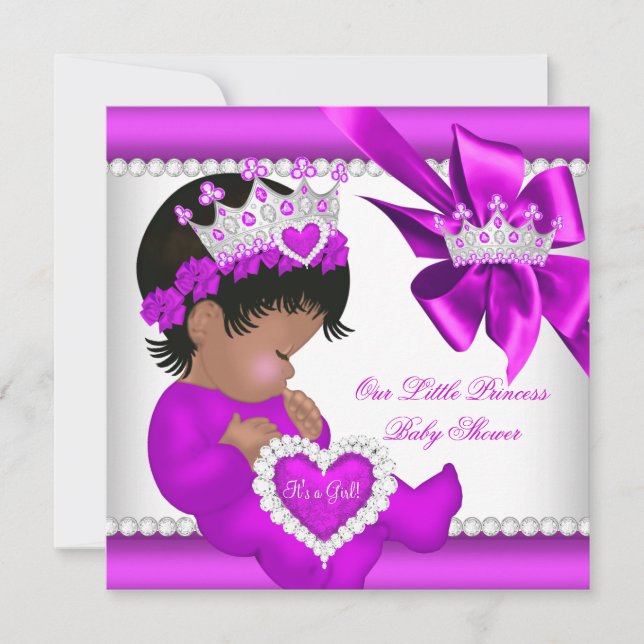 Invitation Fête de naissance de princesse bébé Rose Violet Di (Devant)