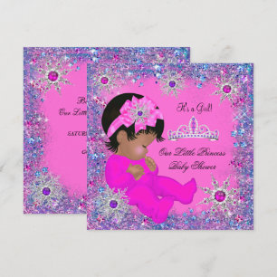 Invitation Fête de naissance de princesse Bébé Rose Violet Pa