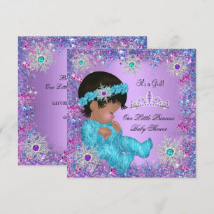 Invitation Fête de naissance de princesse Bleu sarcelle Viole