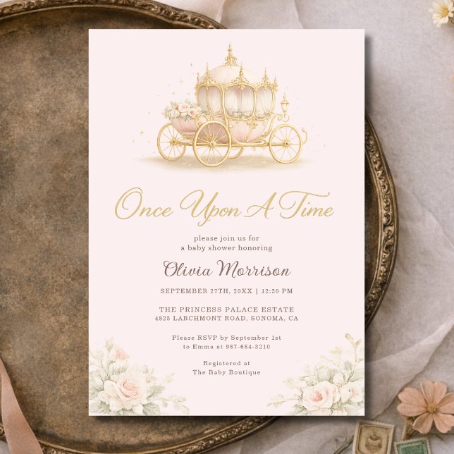 Invitation Fête de Naissance de Princesse Carrosse Il était u (Créateur téléchargé)