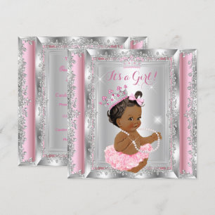 Invitation Fête de naissance de princesse ethnique Bébé Rose