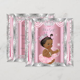 Invitation Fête de naissance de princesse ethnique Bébé Rose 