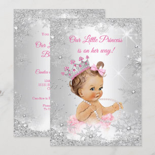 Invitation Fête de naissance de princesse Rose Argent Merveil