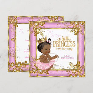 Invitation Fête de naissance de princesse Tulle rose Fleurs E
