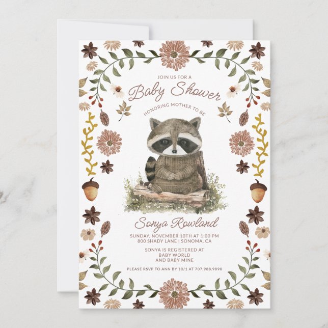 Invitation Fête de naissance de Raton Laveur de la Forêt (Devant)