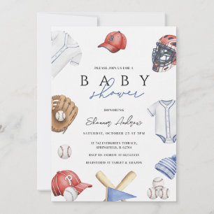 Invitation Fête de naissance de recrue de baseball pour bébé
