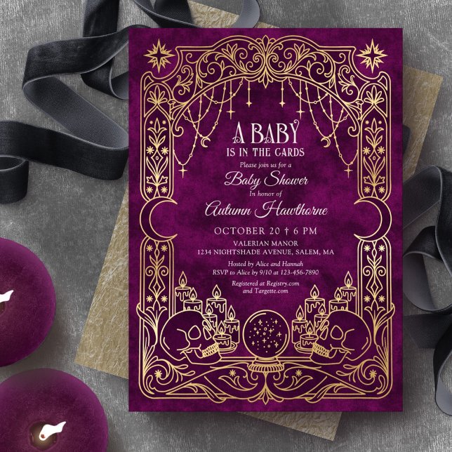 Invitation Fête de naissance de sorcière Halloween Tarot (Créateur téléchargé)