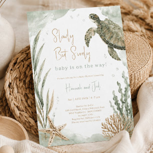 Invitation Fête de Naissance de Tortue de Mer Bébé Bohème Gen