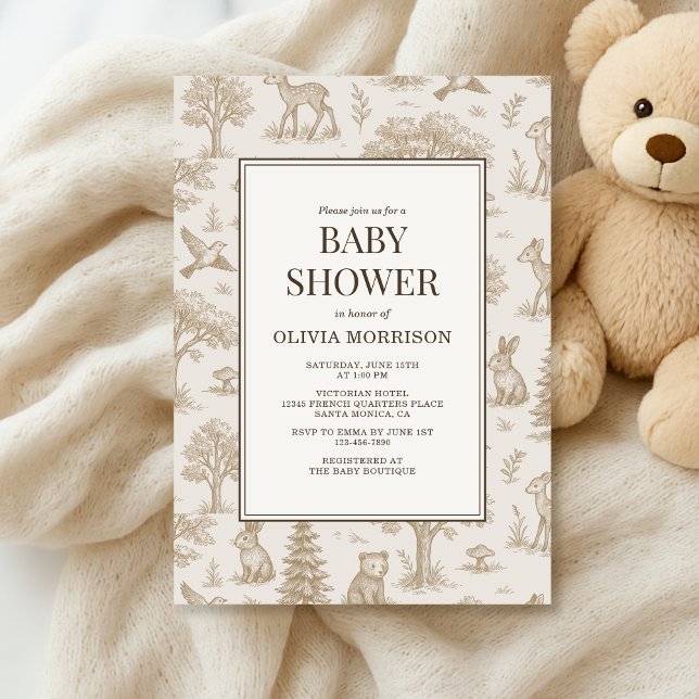 Invitation Fête de naissance des animaux de la forêt en toile (Créateur téléchargé)