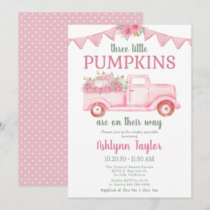 Invitation Fête de naissance des triplées Little Pumpkin Girl