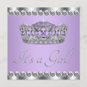 Invitation Fête de naissance Diamonds Silver Lavender Violet