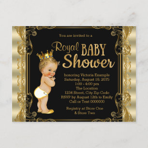Invitation Fête de naissance du Prince élégant en or