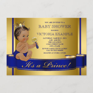 Invitation Fête de naissance du prince ethnique bleu royal et