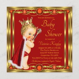 Invitation Fête de naissance du Prince Jewel Or Rouge