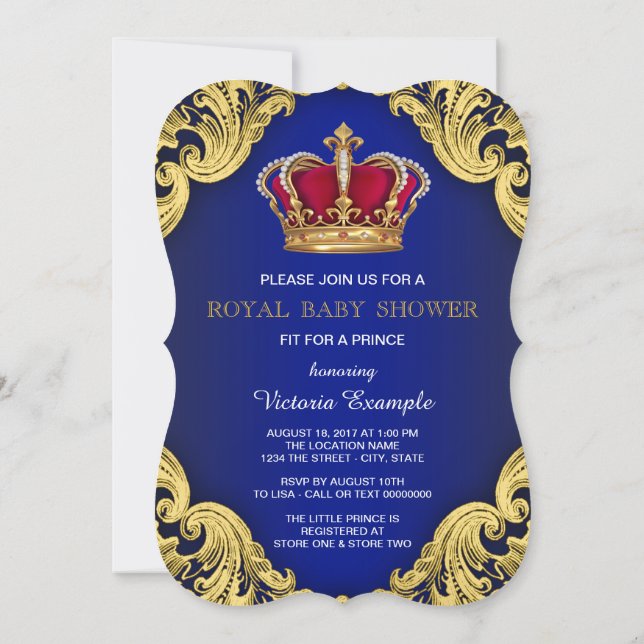 Invitation Fête de naissance du prince royal fantaisie (Dos)