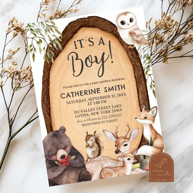 Invitation Fête de naissance d'un animal sauvage de la forêt (Créateur téléchargé)