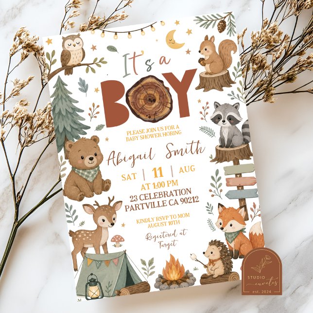 Invitation Fête de naissance d'un garçon Animaux de la forêt  (Créateur téléchargé)