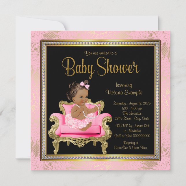Invitation Fête de naissance d'une fille ethnique avec un fau (Devant)