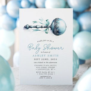 Invitation Fête de naissance élégante pour bébé garçon avec h