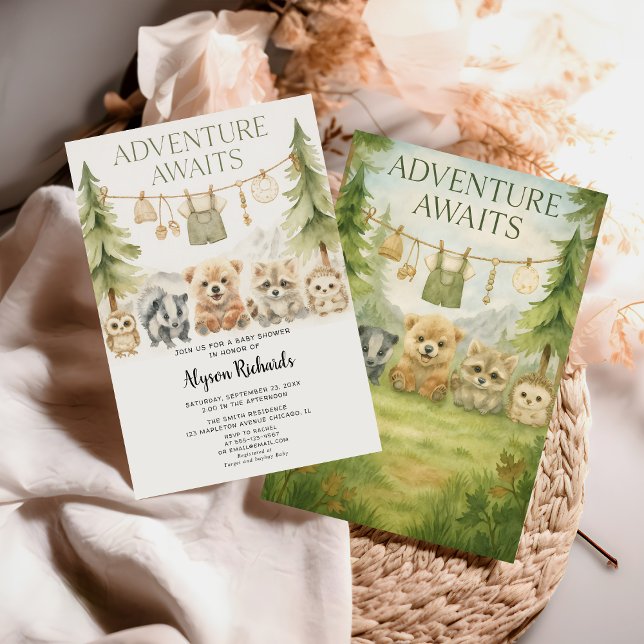 Invitation Fête de naissance en forêt automnale neutre en gen (Créateur téléchargé)