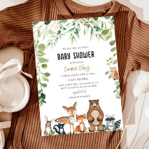 Invitation Fête de Naissance en Forêt Bois Animaux de la Forê