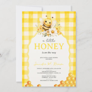 Invitation Fête de naissance en nid d'abeille abeille miel lu